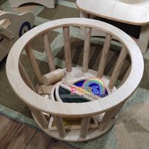 Kindergarten Children Baby solid wood mobile storage rack wheel round storage cabinet building block storage car kindergarten