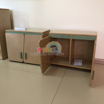 High-end Birch multi-layer board hanging cabinet kindergarten childrens coat cabinet storage rack wooden boutique toy cabinet