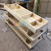 High-grade kindergarten solid wood Pinus sylvestris mobile art desk childrens toy cabinet storage rack parent-child early education Art Cabinet