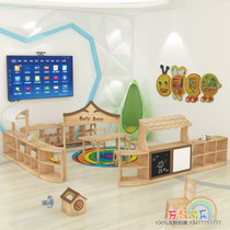 New kindergarten childrens toy cabinet ash wood corner combination cabinet hand puppet table storage cabinet high-end storage cabinet