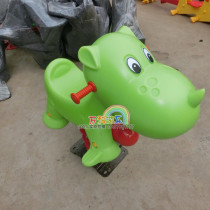  Kindergarten outdoor community rocking horse Childrens plastic toy spring rocking music animal cartoon wooden horse