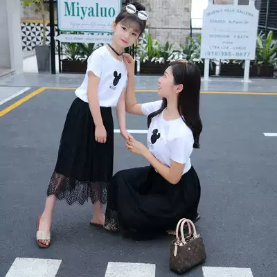 High-end parent-child clothing summer 2021 New Tide Net red mother women's dress summer Korean short sleeve foreign pie set