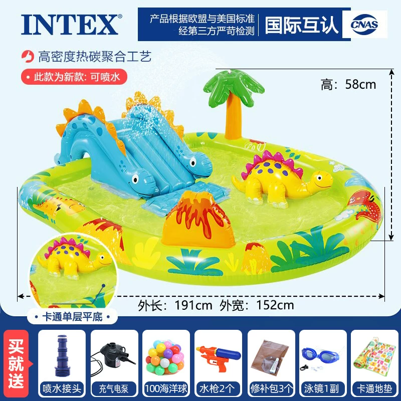 INTEX большой плавательный бассейн, надувной туристический морской водный горка водная игра