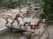 Cement simulation peach tree cherry blossom imitation wood fence tourist farm ecological garden indoor and outdoor decoration imitation wood guardrail