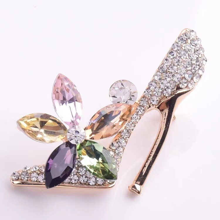 Korean-Style Fashion Trendy Versatile Crystal Rhinestone High-Heeled Shoes Brooch Fashion Colorful Clothing Accessory Pin Brooch Accessory Korean-Style Fashion Trendy Versatile Crystal Rhinestone High-Heeled Shoes Brooch Fashion Colorful Clothing Accessory Pin Brooch Accessory