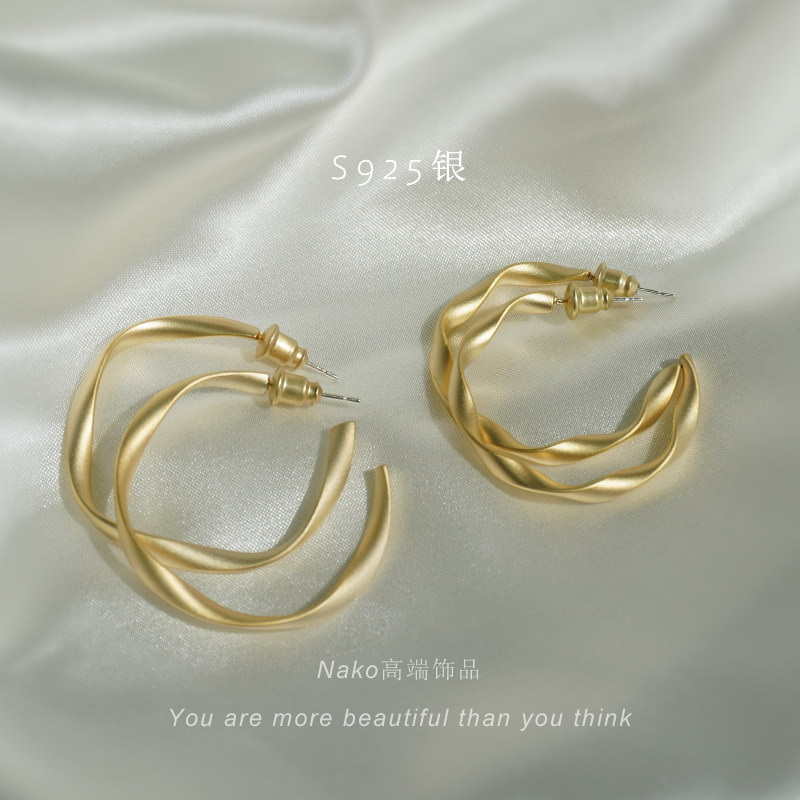 Hoop unique temperament earrings 2022 new trendy summer earrings simple ins style niche design sense of premium