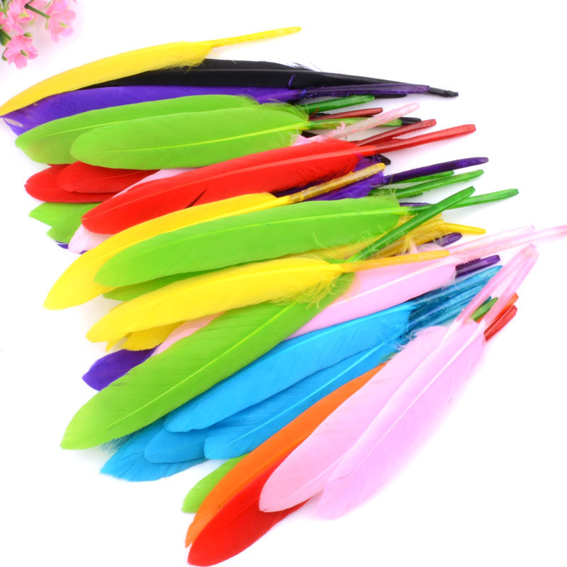 Nursery Handcrafted Color Feather Children Creative Fine Arts Accessories Material Macaron Color Diy Decorated Ornaments