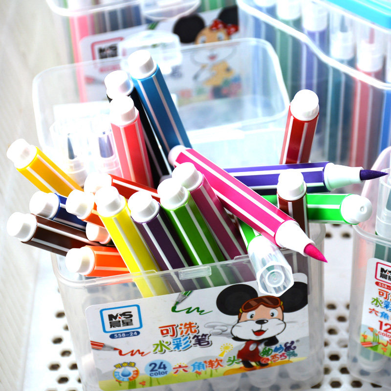 Washable watercolor pen color soft tip pointed pen diy children's handmade painting art graffiti creative works