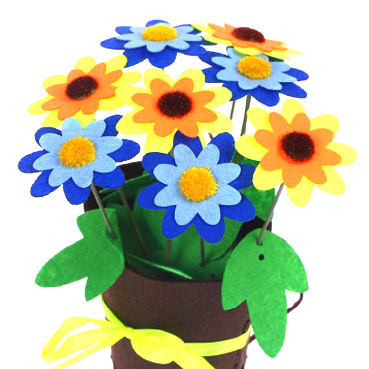 Kindergarten non-woven non-woven handmade potted plant free cutting simulation flower pot children's diy material package