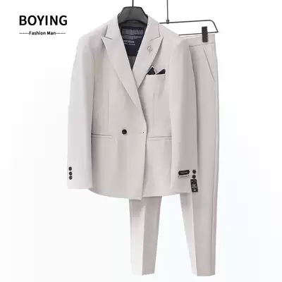 Light luxury quality autumn suit suit men's two-piece business leisure slim thin youth suit dress
