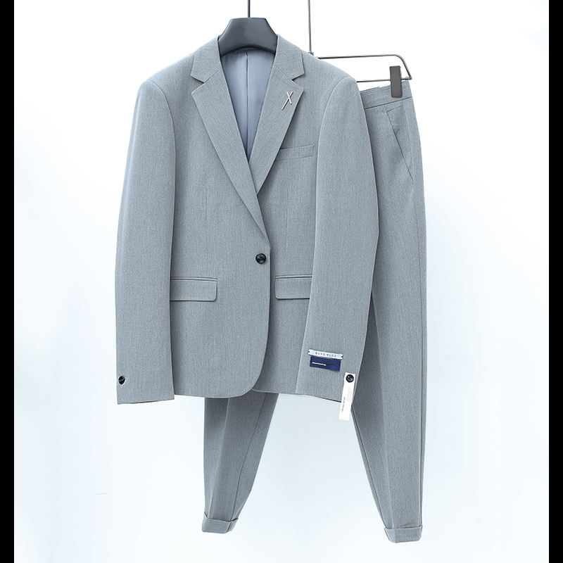 Light luxury new men's fashion casual small suit set Korean version of the tide brand coat suit two-piece autumn dress