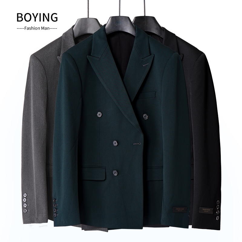 Light luxury autumn double-breasted small suit men's Korean version of the trend of self-cultivation business casual banquet suit jacket one-piece