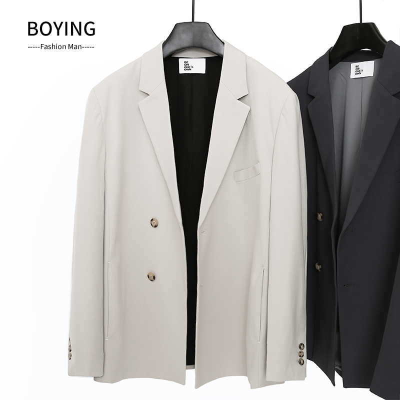 Tide Cards Fall New small suit jacket Han version Tidal Harbor Wind Men's Ruffin Handsome Suit Loose Casual Single Western Blouse