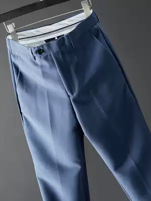 Spring and autumn solid color casual pants men's Korean slim-fit cigarette tube pants youth handsome business trousers blue long pants