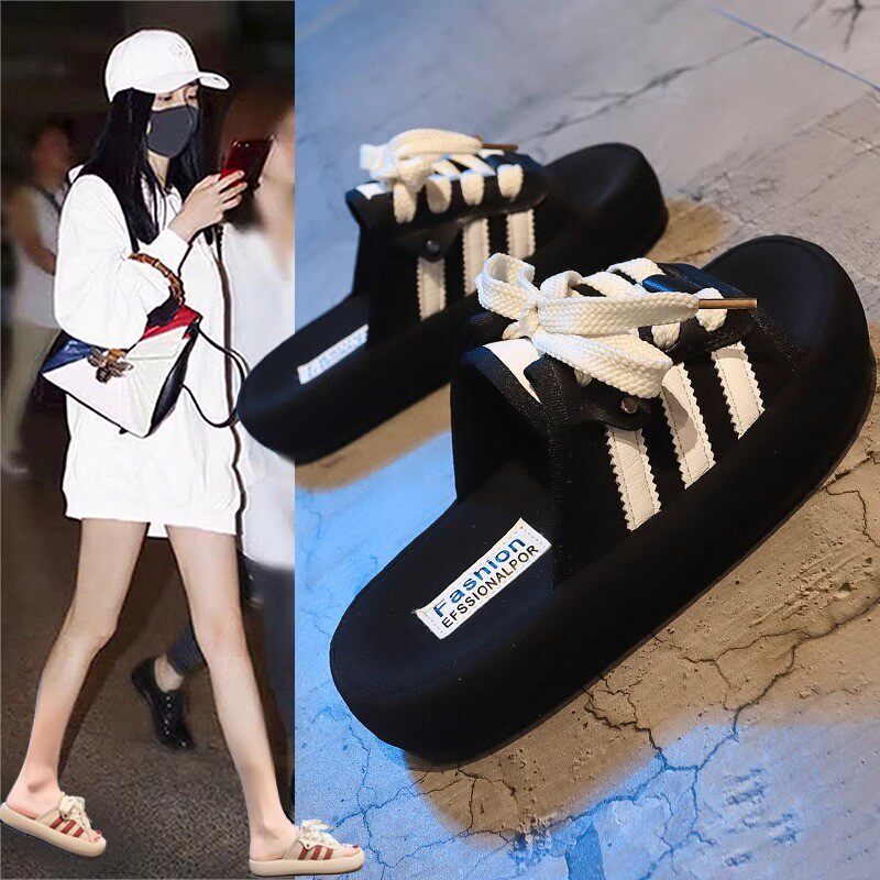 British Genuine Leather Thick-Soled Lace-Up Sandals for Women, Summer 2026 New Style, Height-Increasing Casual Beach Soft-Soled Slip-Ons British Genuine Leather Thick-Soled Lace-Up Sandals for Women, Summer 2026 New Style, Height-Increasing Casual Beach Soft-Soled Slip-Ons