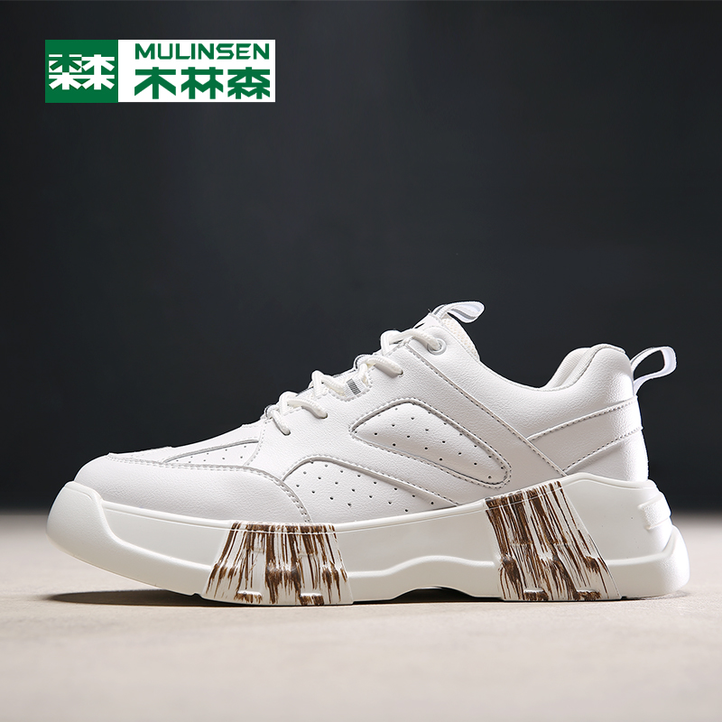 Wood Linson Men Shoes 2023 Fall New Wave Shoes Trend Casual Old Daddy Shoes Han Prints Shoes Sport Little White Shoes Man-Taobao