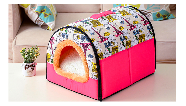 Doghouse có thể tháo rời mùa thu và mùa đông chó nhỏ chó trung bình bốn mùa phổ quát nhà chó biệt thự mèo xả rác giường ngủ - Cat / Dog hàng ngày Neccessities bát ăn cho mèo	