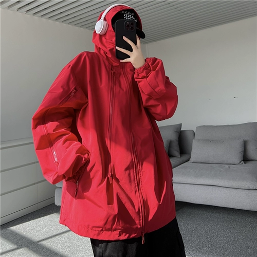 Японская бордовая мужская демисезонная куртка, пуховик, в американском стиле