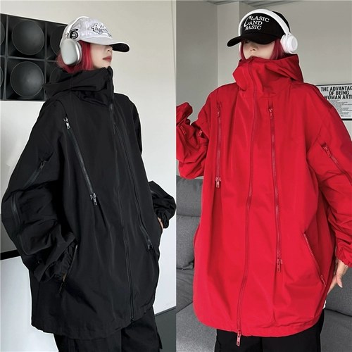 Японская бордовая мужская демисезонная куртка, пуховик, в американском стиле