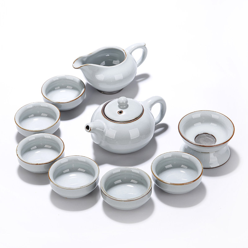 Hirobozhen Fuzhen set of tea set of tea set Gothic kilo-kilo-power tea with teapot Ru kilo ceramic tea track Lingong tea set