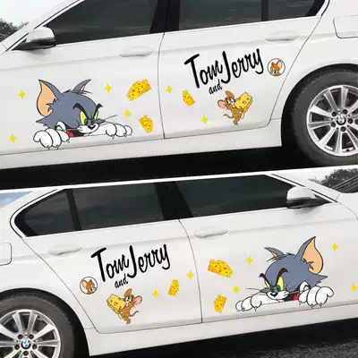 Cat and mouse car stickers Tom Jerry creative personality body decoration scratch cover cartoon waterproof car sticker