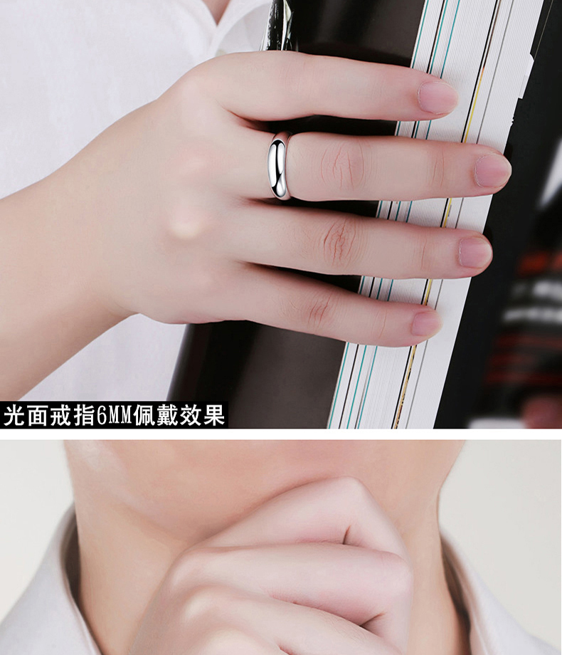 Gửi một chứng nhận nhẫn nam sterling bạc hipster đơn 999 chân bạc rộng bề mặt bóng mở điều chỉnh nhẫn bạc nhẫn đồng tiền
