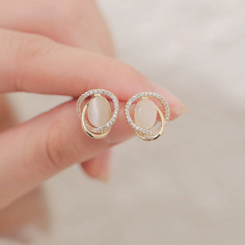 Серьги, японские и корейские, кошачий глаз, цветочные, простой и элегантный дизайн, коллекция 2023 года
