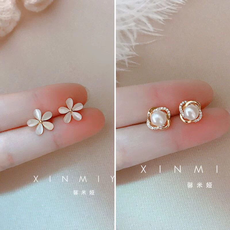 Серьги, японские и корейские, кошачий глаз, цветочные, простой и элегантный дизайн, коллекция 2023 года