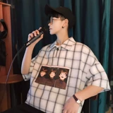 Рубашка для отдыха, японская ретро трендовая футболка, оверсайз, короткий рукав