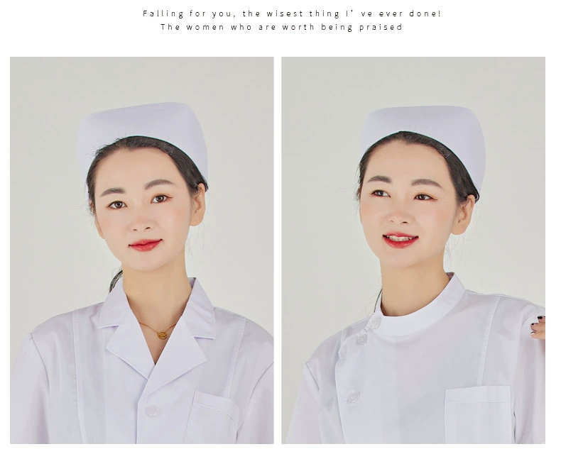Dày mũ y tá nữ mũ lưỡi trai bệnh viện trắng hồng xanh thanh mũ phòng khám mỏng kích thước lớn y tá cách đội mũ y tế bao trùm tóc y tế