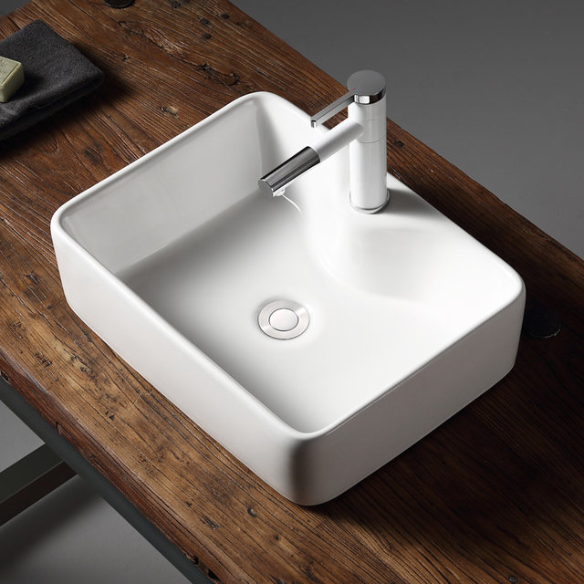 Square small size above counter basin art basin