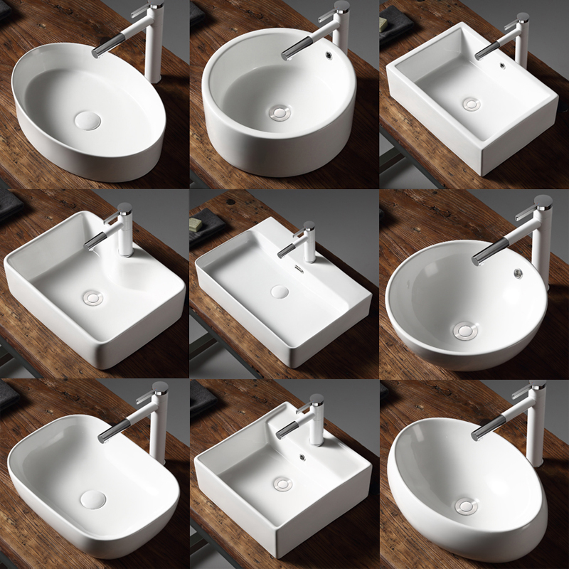 Countertop basin small size balcony counter wash basin artistic square ceramic washbasin single basin washbasin home washbasin