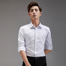 Fall Shirt Mens Long Sleeves New Youth Business Casual Han Edition Sashimi Career Tooling White Shirt Man