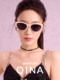 Qina Zhao Lusi same style cat eye sunglasses for women 2025 new white frame glasses sun protection sunglasses for men QN3017