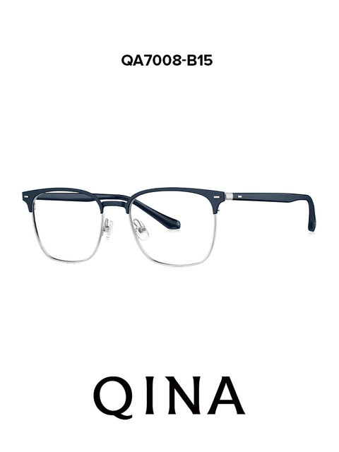 QINA Qina glasses 2025 new myopia glasses business eyebrow frame for men titanium half frame can be equipped with prescription QA7008