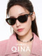 QINA Qina Glasses Zhao Lusi Same Style Black Oversized Frame Cat Eye Sunglasses Women's Sunscreen Sunglasses Men's QN3010