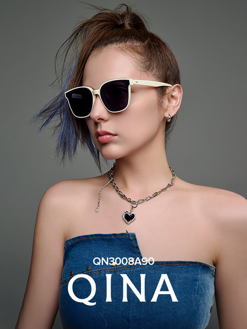 QINA Qina sunglasses women's new style Zhao Lusi's same style sunglasses without makeup beauty sunglasses for men and women QN3008