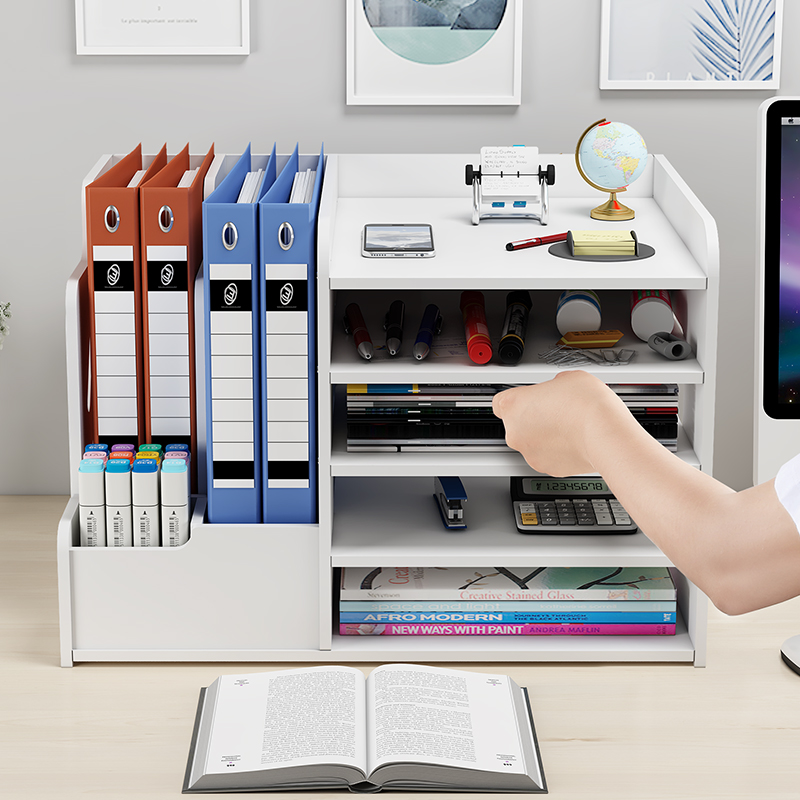 Folder storage box File rack frame sub-shelf Office supplies Daquan office desktop data sorting file bar Book stand bookshelf basket artifact Multi-layer basket book frame vertical