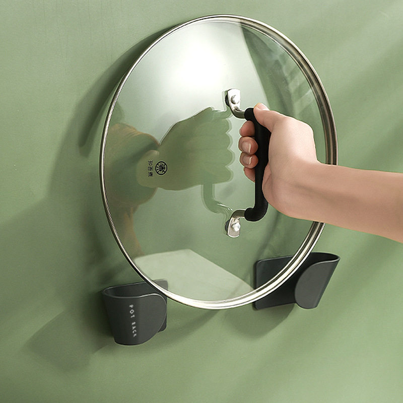 Pot lid rack wall hanging kitchen No punching multi-function pot lid lid lid shelf adjustable Household wall shelf