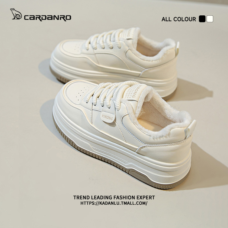 italian kardan luga suede small white shoes woman 2023 new winter thickened warm cotton shoes thick bottom casual women's shoes-Taobao