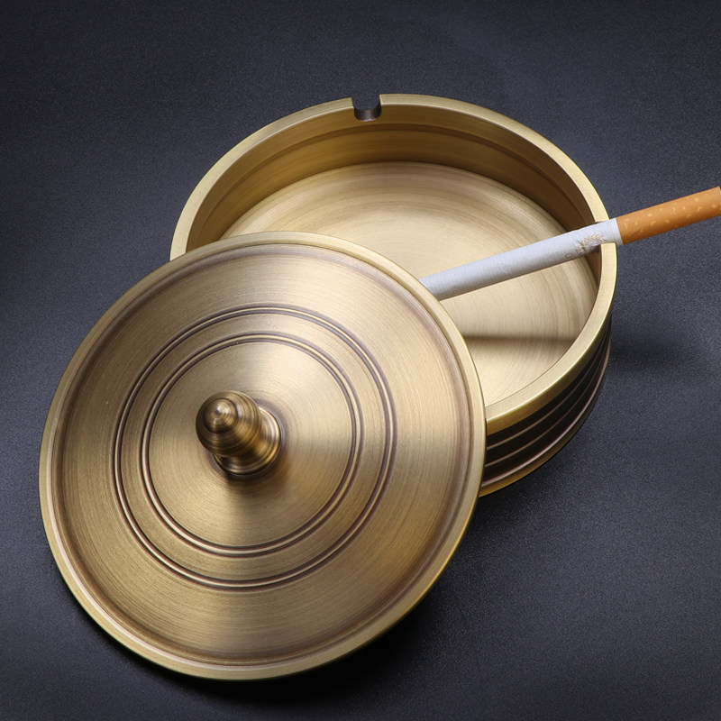 Siyou Ashtray Pure Copper Home Indoor Chinese Decorations With Lid Personality Creative Home Gift Ashtray