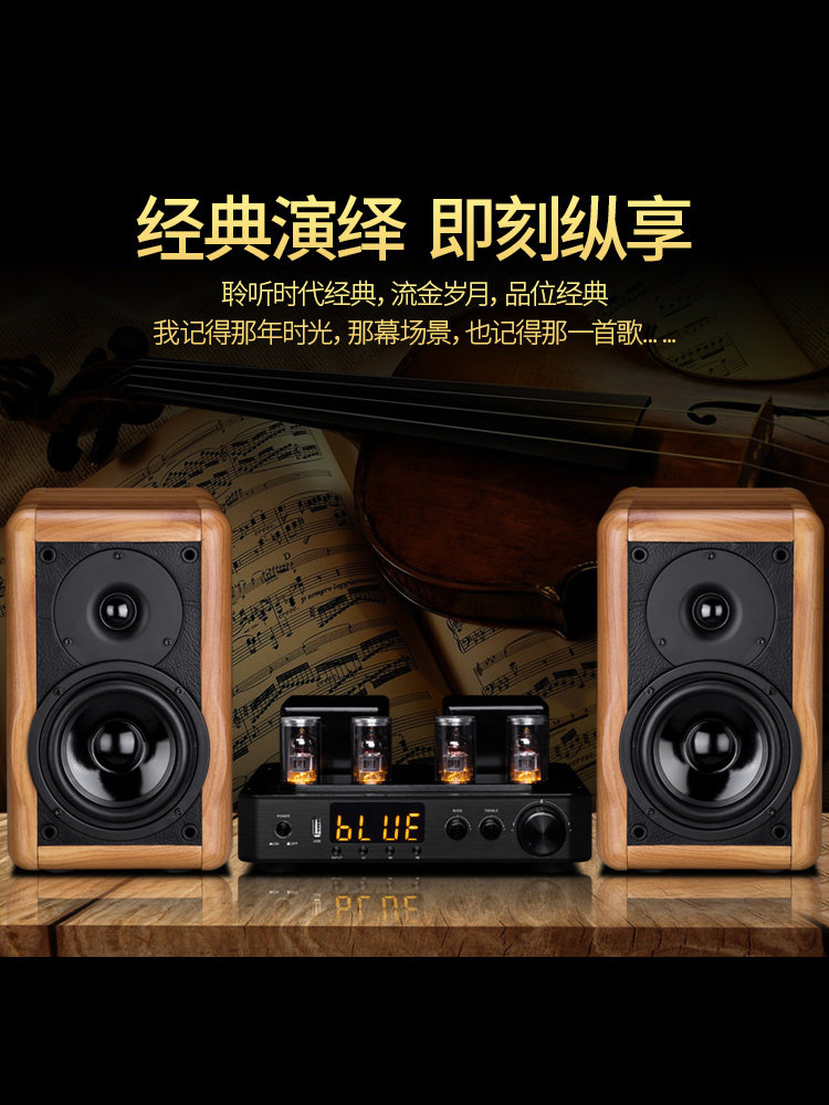 Kinghope Junhao A-2 Audiophile Tube Amplifier Combo Audio System Hifi Bookshelf Speaker Set
