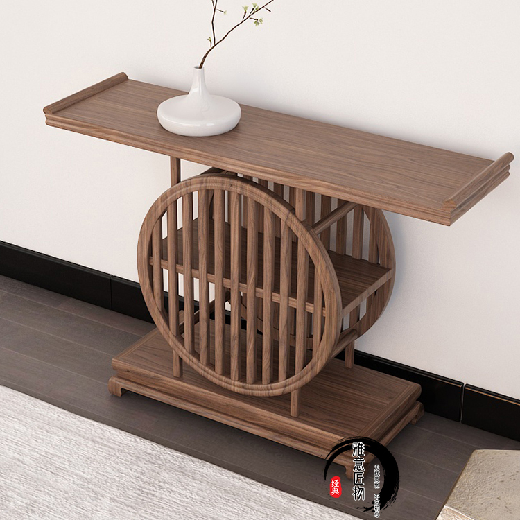 New Chinese Black Walnuts Wooden Xuanguan Tai Solid Wood End View Case Entrance to the family Table Old Yulin Case Corridor leans against the wall side Table-Taobao