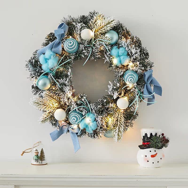 Christmas Decoration Blue Wreath Window Scene Arrangement Christmas Tree Finished Ornaments Wall Decoration Creative Christmas Pendants Christmas Decoration Blue Wreath Window Scene Arrangement Christmas Tree Finished Ornaments Wall Decoration Creative Christmas Pendants