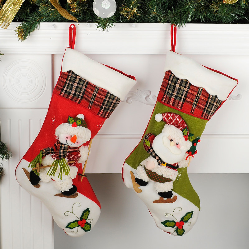 Same Dazzling Christmas Socks Decoration Candy Gift Bag Christmas Pendant Christmas Old Man Snowman Socks Gift Cloth Bag