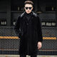 2023 New Mink Fur Coat Men's Medium Long Mink Velvet Hooded Whole Mink Imitation Mink Haining Fur Large Size Jacket trendy