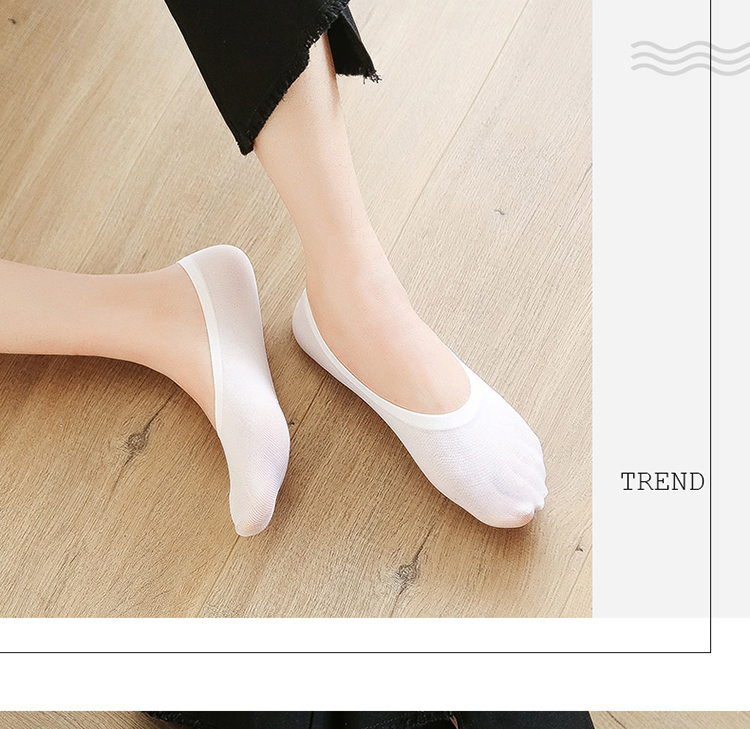 Vớ vô hình nữ chống trượt silicone mùa hè vớ nông miệng Hàn Quốc dễ thương thấp giúp vớ eo thấp nữ mùa hè siêu mỏng - Vớ sợi tre tất bàn
