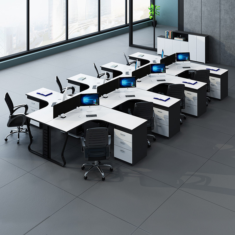 Desk staff four-member brief modern company office working table screen double computer desk chair combination