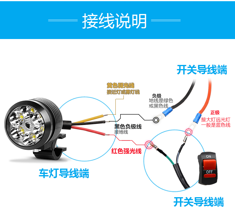 Rui Lipu xe máy Điện rogue đèn spotlight đèn pha đèn pin bên ngoài led đèn pha sửa đổi