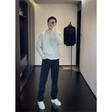 Утепленные демисезонные джинсы с начесом, черные элитные штаны, повседневные брюки, 2024 года, свободный прямой крой